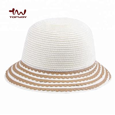 China Wholesale Custom Made Summer Factory Brim Fedora Straw Logo Striped Cheap Sombrero Women Fashion Wide Brim Women's Beach Hats for sale