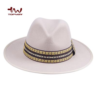 China Character Sale China Suppliers Winter Warm Wool Fedora Hat Ribbon Felt Pattern With Custom Color for sale