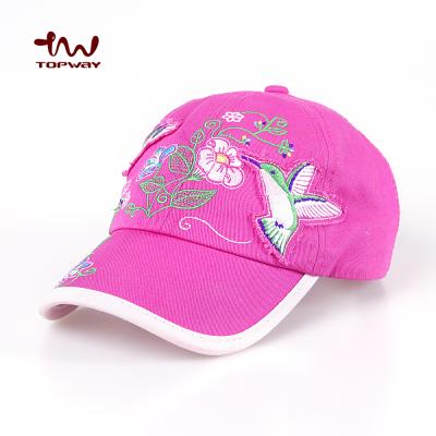 China Wholesale Custom 6 Panel Eco-Friendly Cotton Embroidery Kids Hats Fashionable Girls With Applique for sale