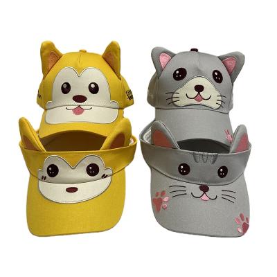 China Cat Summer Hats Kids Sun Visor Kids Animal Hats Embroidery Custom Wholesale Eco-Friendly Cartoon Cap With Funny Ears for sale