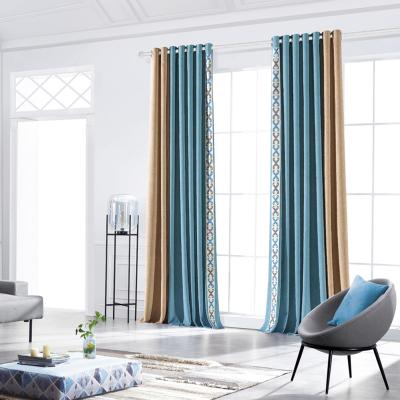 China Blackout Factory Direct European Style Two Tone Color Velvet Soundproof Blackout Curtain Set for sale