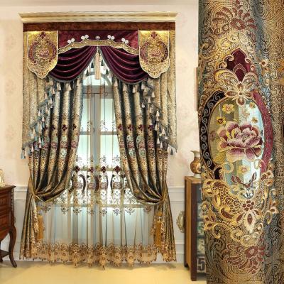 China European Style Villa Tassel Valance Embroidery Luxury Floral Lavish Cortinas Para Sala Fabric Curtains For Living Room for sale