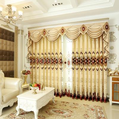 China European Chenille Luxury High End Drapery Excellent Blackout Valance Decoration Embroidery Window Curtains With Sheer For Living Room for sale