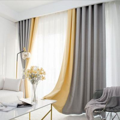 China Wholesale Cheap Blackout Hot Sale Two Color Tone Design Modern Nordic Style Living Room Ready Made Solid Window Curtains For Home Decor for sale