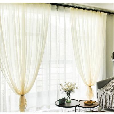 China Modern Factory Hotel Classic Light Gray Faux Linen Sheer Lace Fabric Direct Custom Curtains For Living Room for sale