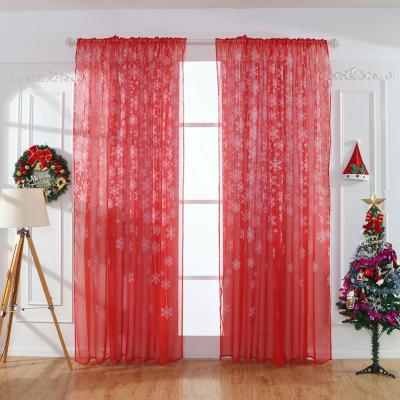 China Modern Wholesale Pattern Red Embroidery Flake Snow Sheer Curtains In Foshan for sale