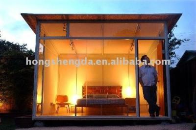 China Parking Lot Tempering Steel Structure Glass Movable Beach House for sale