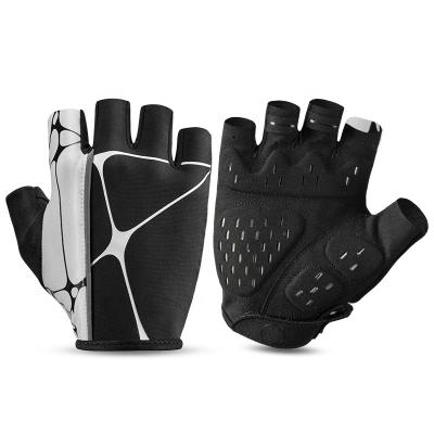 China Thickened Silicone + Big Hole Ventilation + Reflective Brand OEM Half Finger MTB Gloves Bike Cycling Gloves Thickened Silicone Shock Absorption Sports Gloves for sale