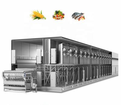 China food & Beverage Factory Vegetables Fruits Tunnel Fluidized Flash Freezer for sale