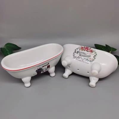 China Stocked Different Designs Of High Quality White Cheap Ceramic Mini Baby Bathtub Shape Soap Dish For Gifts for sale