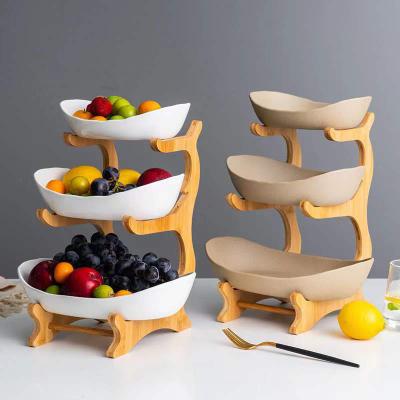 China European ceramic dry bamboo stocked fruit dish and wooden dish manufacturers sushi home frame direct fruit basket for sale