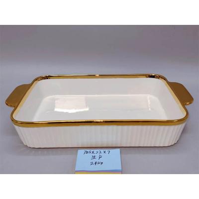 China Wholesale Restaurant Dinner Kitchen Stocked Gold Plated Ceramic Dishes With Different Designs for sale