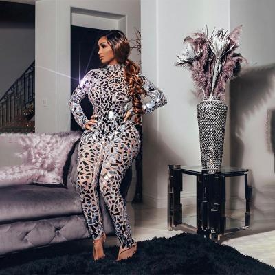 China QUICK DRY plus size women summer clothing 2022 summer sparkly sequin jumpsuits for party Crystal Embellished Women Celebrity Jumpsuit for sale