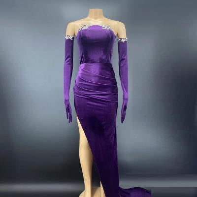 China Anti-wrinkle NOVANCE Y2279 spring clothes for women 2022 purple formal dress crystal framed strapless mermaid dresses prom party dress for sale