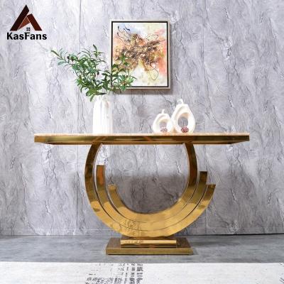 China Customized Malaysia Polished Marble Console Table Gold Hallway Table For Living Room And Hotel Living Room Furniture for sale