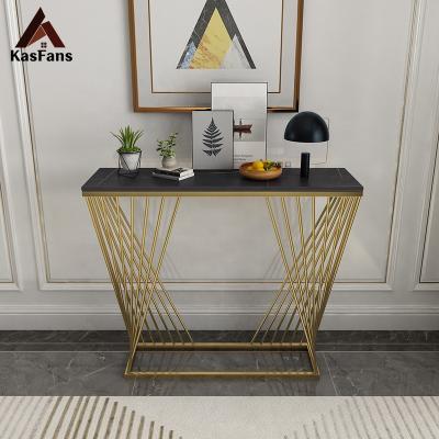 China American Style Living Room Furniture Customized Indoor Top Selling Marble Top Console Table Stainless Steel Altar Table for sale