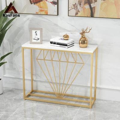 China New Customized Gold Diamond Shape Modern Hallway Hallway Table Tending Altar Tables Living Room Console Table for sale