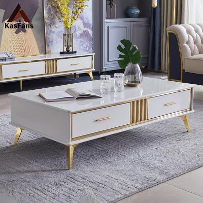 China Customized On Sale Minimalist White Black Coffee Tables With Storage Size Affordable Price Customized Tea Tables Rectangle Center Tables for sale