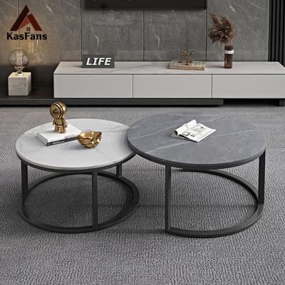 China Factory Customized Chinese Professional Coffee Tables Sets Durable Marble Tea Table Units Carbon Steel Low Center Tables Easily Maintained for sale