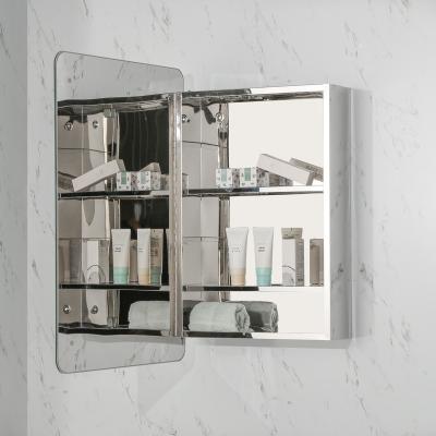 China Modern simple bathroom cabinet mirror stainless steel mirror cabinet wall mounted or recessed steel wall mounted cabinet for sale