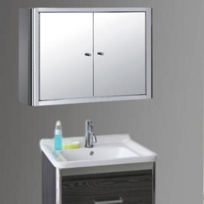 China Hotel Furniture Modern Bathroom Medicine Cabinet Double Door Stainless Steel Bathroom Mirror Cabinet for sale