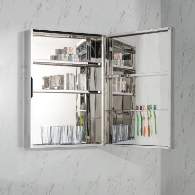 China Four Shelf Bathroom Vanity Cabinet European Led Vanity Mirror Stainless Steel Bathroom Mirror Cabinet for sale