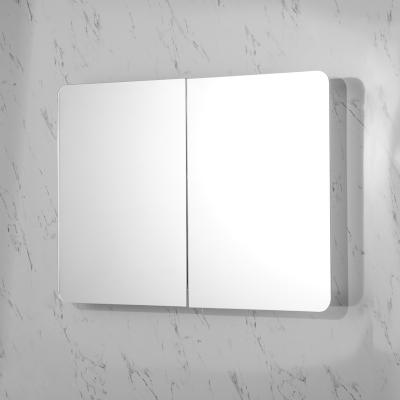 China Traditional Bathroom Mirror Cabinet Double Door Stainless Steel Storage Bathroom Medicine Mirror Cabinet Wall Mounted for sale