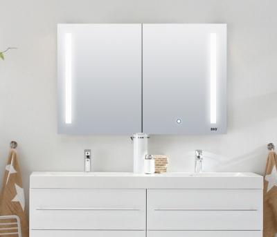 China Modern Quality Bathroom Cabinet Smart Aluminum Double Door Led Modern Cabinet Light Bathroom Mirror Medicine Mirror Cabinet for sale