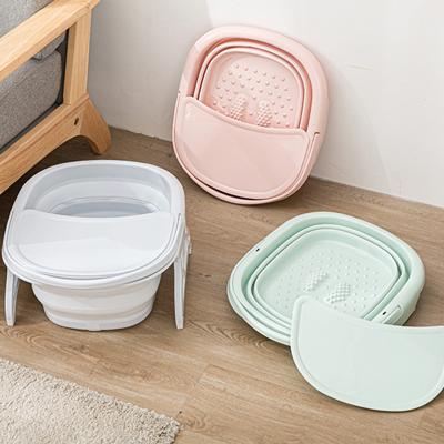 China Sustainable Folding Foot Wash Tub With Lid Sauna Massage Bucket Bathroom Foot Bath Basin Portable Foldable Foaming Foot Bath Tubs for sale