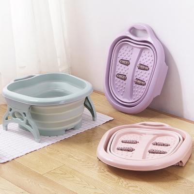 China 2019 New Arrivals Sustainable Spa Travel Portable Folding Massage Wheel Bubbling Bathtub Foot Wash Basin Feet for sale