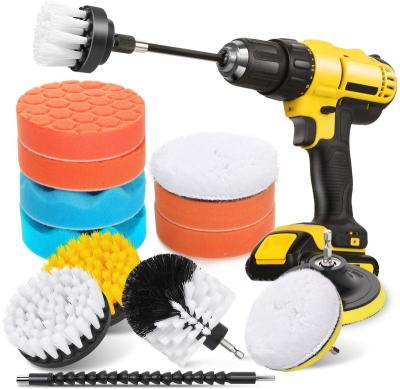 China 15 Pieces Car Detailing Kit Portable Brush Drill - Soft Power Scrubber Bristle Buffing Pads Polishing Sponge Pads with Extend Attachment for sale