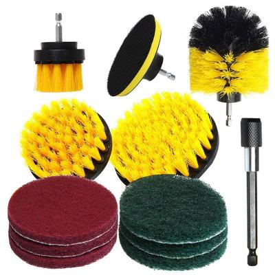 China Portable 12 Piece Brush Scrub Pads Power Scrubber Cleaner Kit All Purpose Cordless Scrubbing Cleaner For Cleaning Pool for sale