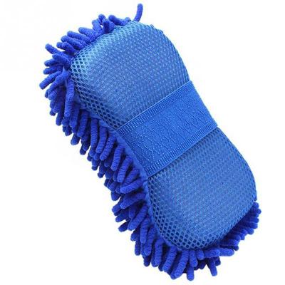 China Portable 2 in 1 Coral Shaped Superfine Fiber Chenille Car Wash Sponge Car Wash Cleaning Sponge for sale