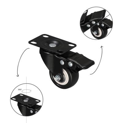 China Low Noise Brake Flat Furniture Silent Safety PVC Wheels Rubber Silent Home Casters for sale