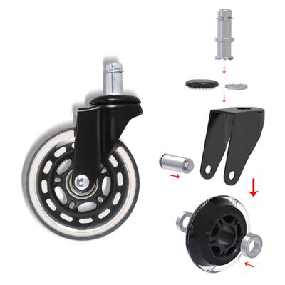 China Latest PIVOT Modern Custom PU Office Chair Swivel Threaded Stem Wheels Safety Brake Casters for sale