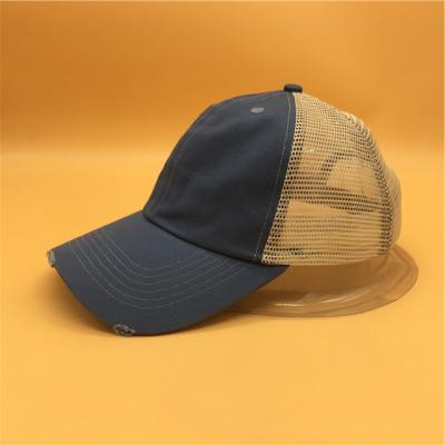 China COMMON Two Color Sports Mesh Hat High Quality Visor Seal Air Embroidery Custom Logo Hats for sale