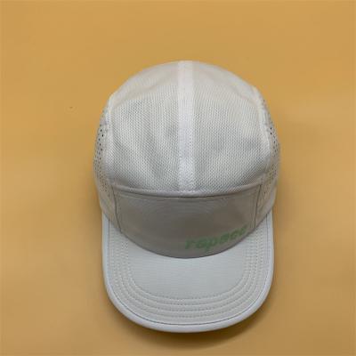 China COMMON custom your design cap factory of china laser working caps white flat brim 5 hole panel printing for sale