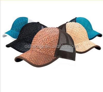 China Colorful Nice Design Bamboo Baseball Cap Straw Sun Hat COMMON Customized for sale