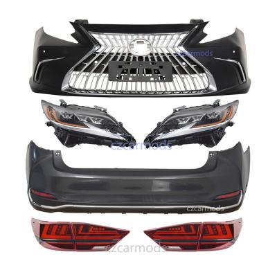 China Plastic Car Body Kits for LEXUS ES ES300h ES350 2016-2018 Upgrade Front Bumper Grille Triple LED Headlights Rear Bumper Tail Lights for sale