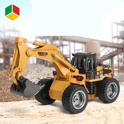 China QS Hot Sell Engineering RC Model Car 1/18 2.4G 6CH RC Excavator Radio Control Excavator Truck Toys Backhoe Truck Cars Toys For Kids for sale