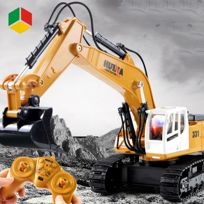 China RC Model QS Huina 1/18 Simulation 9CH Model RC Radio Control Monster Excavator Engineering Construction Truck Car Digging Toy for sale