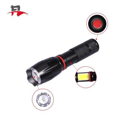 China Emergency Zoomable 2 Modes 220LM T6+COB Hunting Waterproof Torch Light Led Flashlight for sale