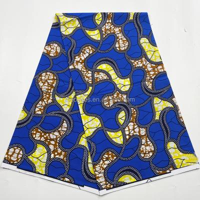 China Real African Anti-static Yellow Cotton Ring Design 100% Ankara Wax Print Fabric By 6 Yards Dress Material for sale