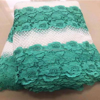 China African workable peach rope lace fabric guipure lace with 3d embroidery stone bridal lace fabric for party /show /weeding for sale