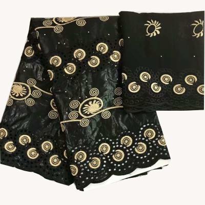 China Free shipping African riche african bazin riche cotton bazin embroidery 2yards matching 5 yards for wedding party dress for sale