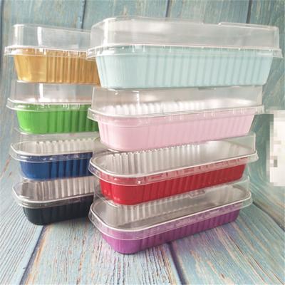 China Food Cups 200ml Container Aluminum Foil Cake Pan Bakery Equipment Rectangular Disposable Baking Packaging Boxes For Sale for sale