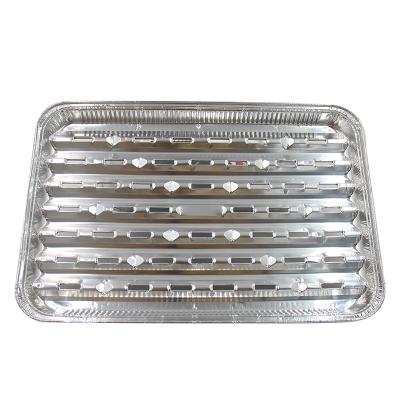 China Food Factory Direct Selling Aluminum Foil Container Tray Open-Hole Aluminum Foil Barbecue Tray for sale