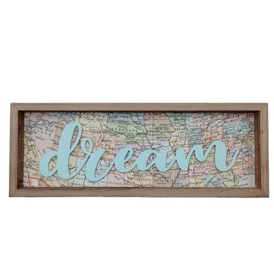 China Dreamy American Style Script Word Card Design Distressed Mini Pine Wood Tabletop Sign Plaque for sale