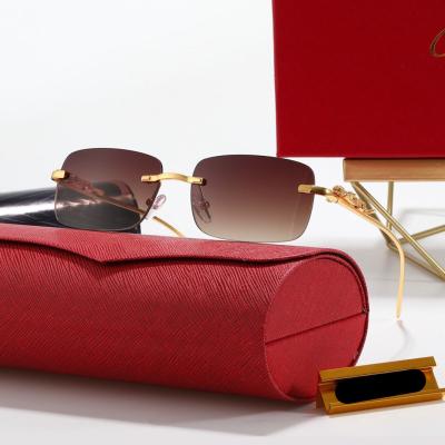 China 2022 Fashion Sunglasses Men's Sunglass Shades Luxury Lenses Women Shape Rimless Designer Vintage Sunglasses for sale