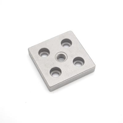 China Shoe Foot Caster Caster Mounting Base Plate 6060 M12 Alu Alloy End Connector For Aluminum Profile for sale